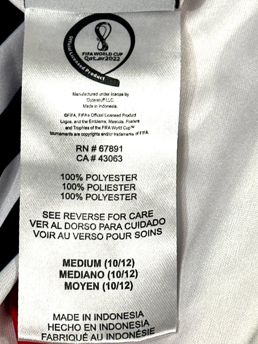 USA FIFA World Cup Qatar 2022 Medium 10 12 White Red Blue Soccer Tee Casual Game - Picture 7 of 9